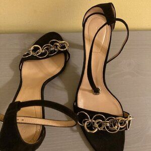 Chloe black suede ring embellished heeled sandals, size 40.5